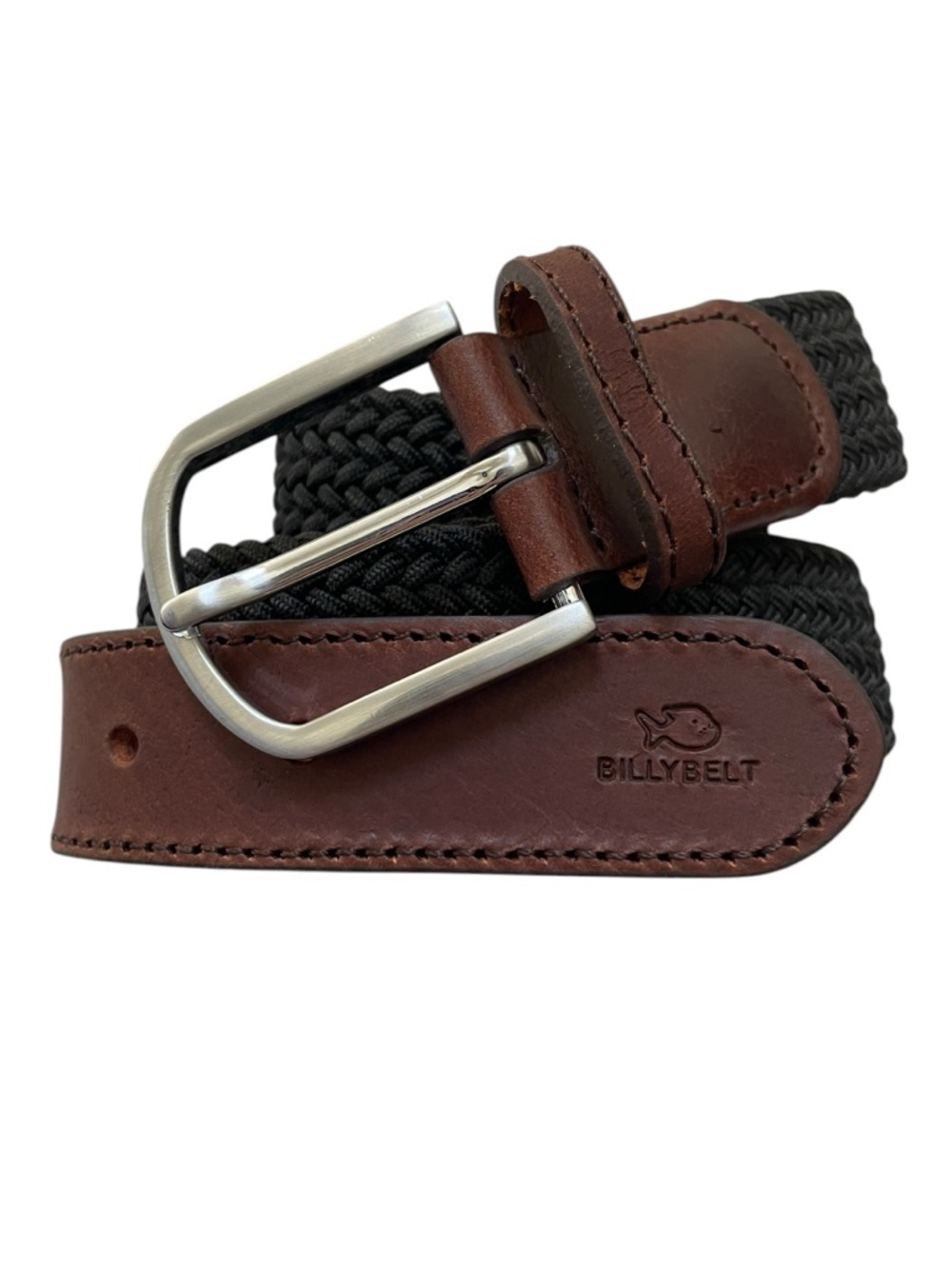 Billy Belt the Oxford Woven Stretch Belt Leather Mens Sz L 34" - 38" US Black